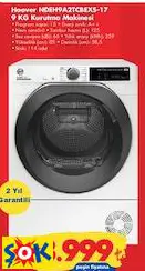 HOOVER NDEH9A2TCBEXS-17 9 KG KURUTMA MAKİNESİ